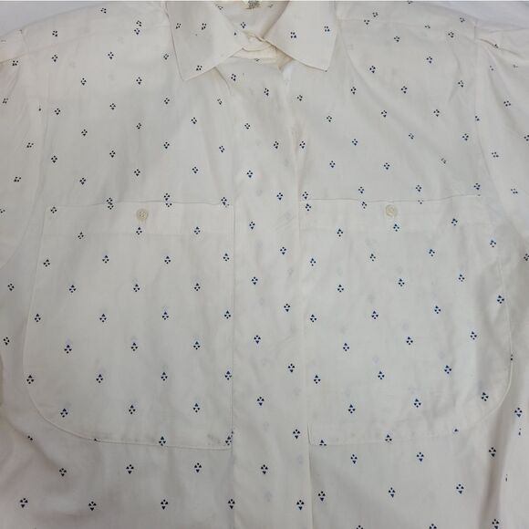 VINTAGE 90s shirt white printed cotton button up top M - Picture 7 of 11